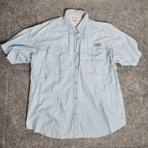 Columbia PFG Bonehead Fishing Shirt Men 2XL XXL Blue Mesh Lined Vented Back